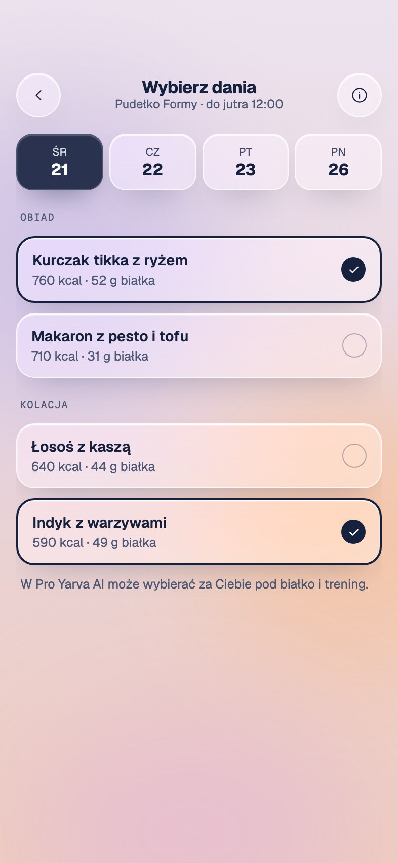 Wybór dań z cateringu